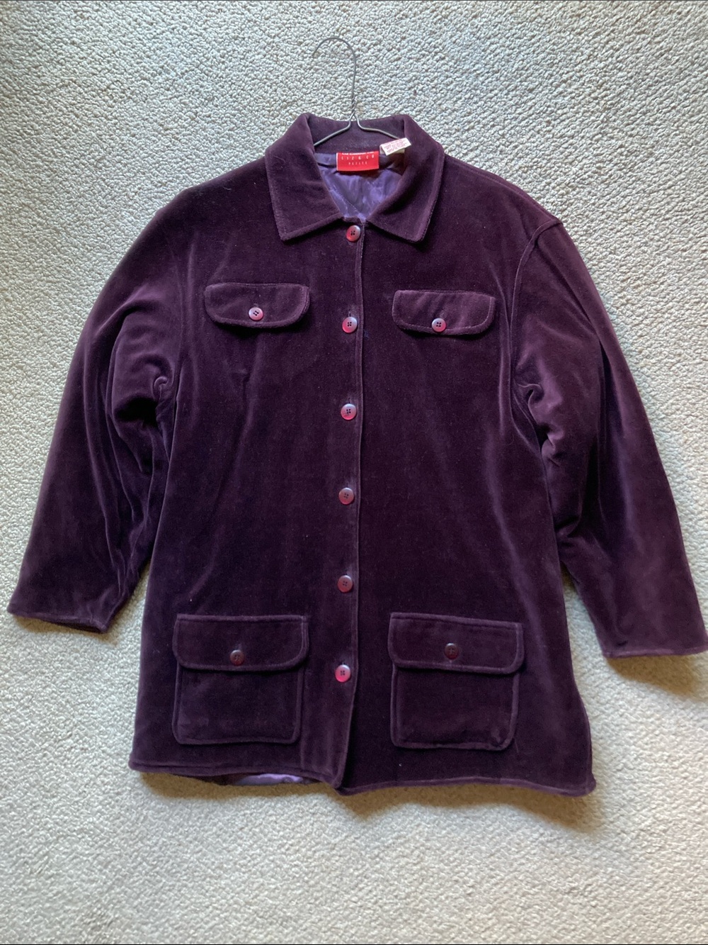 Liz Claiborne Velvet Barn Jacket in Plum PS